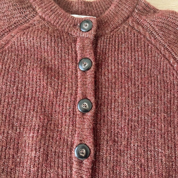 Sézane Othello Cardigan Alpaca Wool Chunky Knit Button Front, Mocha Brown S - Picture 6 of 7
